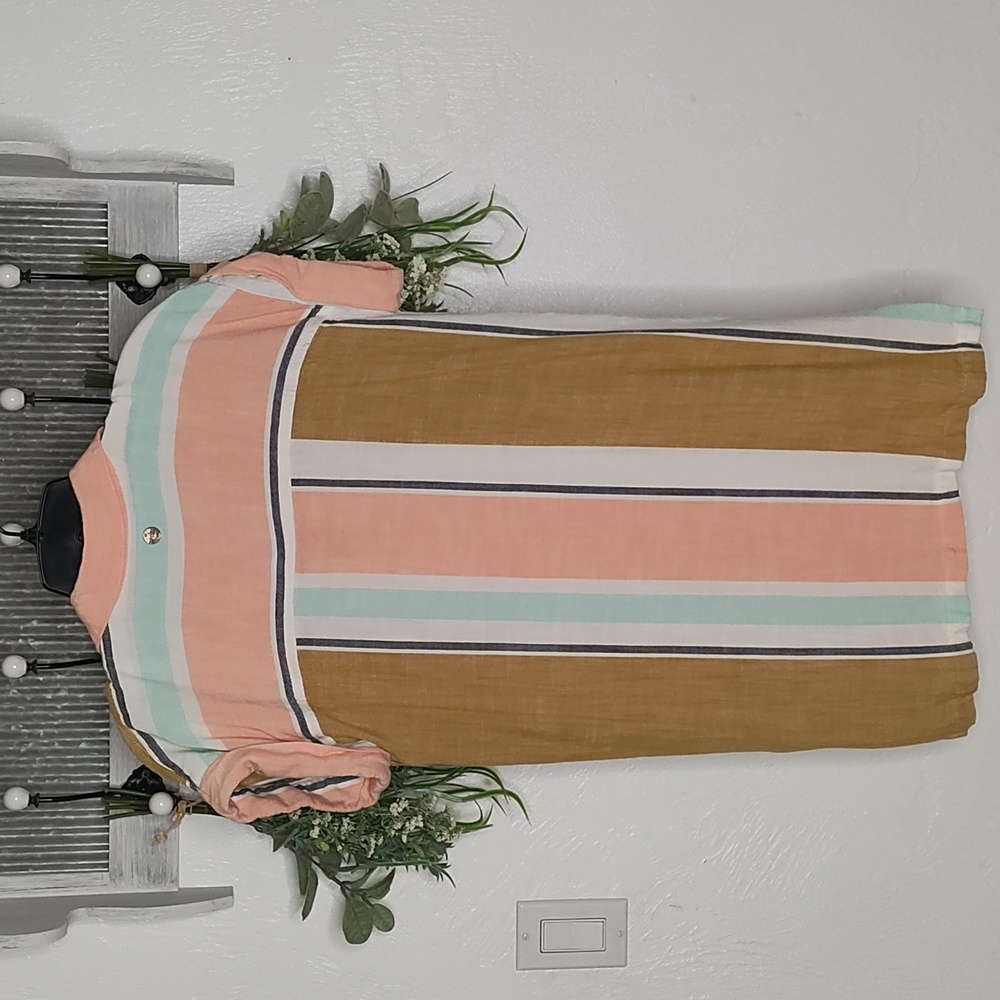 Rip Curl Striped Button-Down Cap Sleeve Dress Siz… - image 6